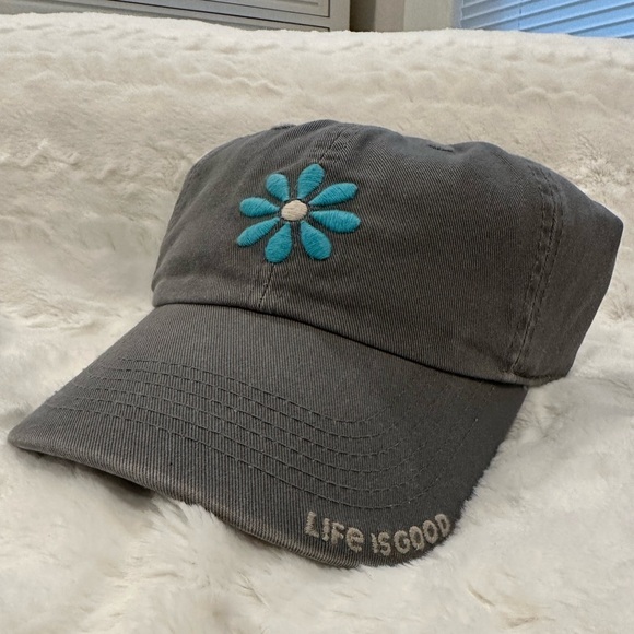 Life Is Good Gray Flower Hat - Picture 2 of 10